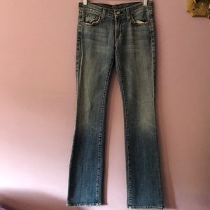 7 for all mankind blue belt bottom jeans